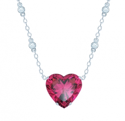 Silver necklace Heart ruby color KOJEWELRY™ 30306