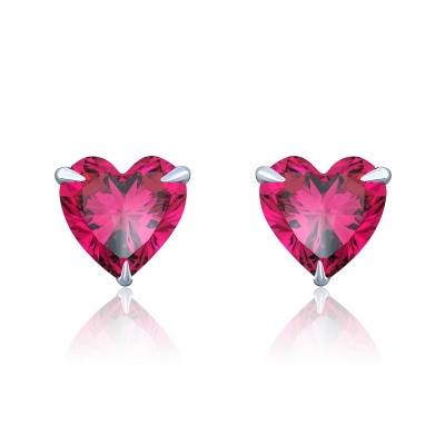 Silver Studs Hearts Mini ruby color by KOJEWELRY™ 30206