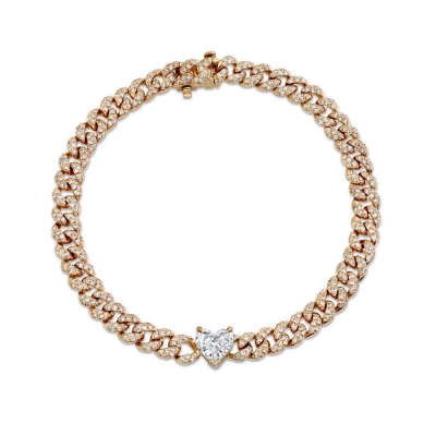 Bracelet Mini Pave links 5 мм with heart white color KOJEWELRY™  20520R