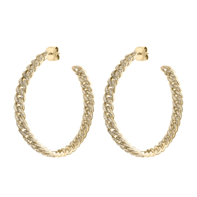 Earrings-Hoops PAVE CHAINS  silver 925 KOJEWELRY™ 21710Y