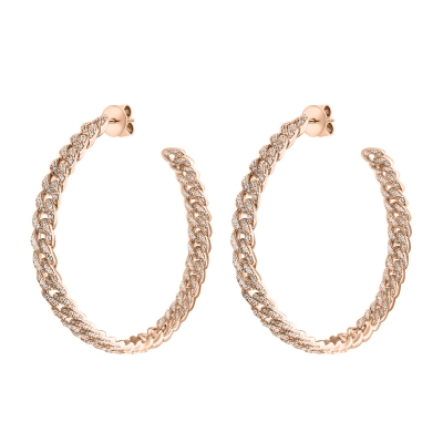 Earrings-Hoops PAVE CHAINS  silver 925 KOJEWELRY™ 21720R