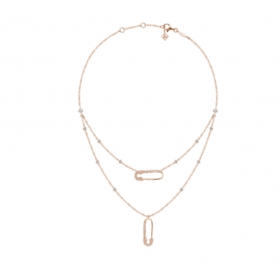 Double necklace 2 Pins, silver 925, CZ. KOJEWELRY ™ 610074