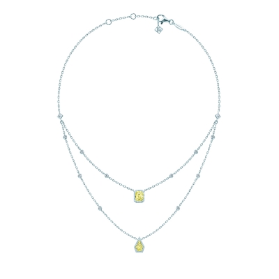 Double necklace MOI ET TOI, silver 925, CZ. KOJEWELRY ™ 610090