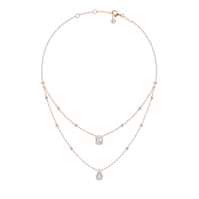 Double necklace MOI ET TOI, silver 925, CZ. KOJEWELRY ™ 610091