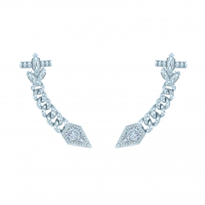 Ear-cuff Pave Chains ft. Moi et Toi, silver 925, CZ. KOJEWELRY ™ 610102