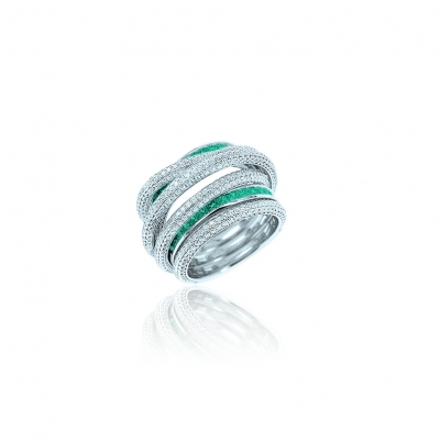 Ring WEAVE with emerald color CZ